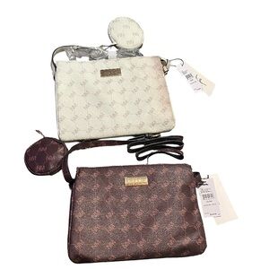 NWT Nicole Miller Elegant Crossbody Bags in White and Brown, get both